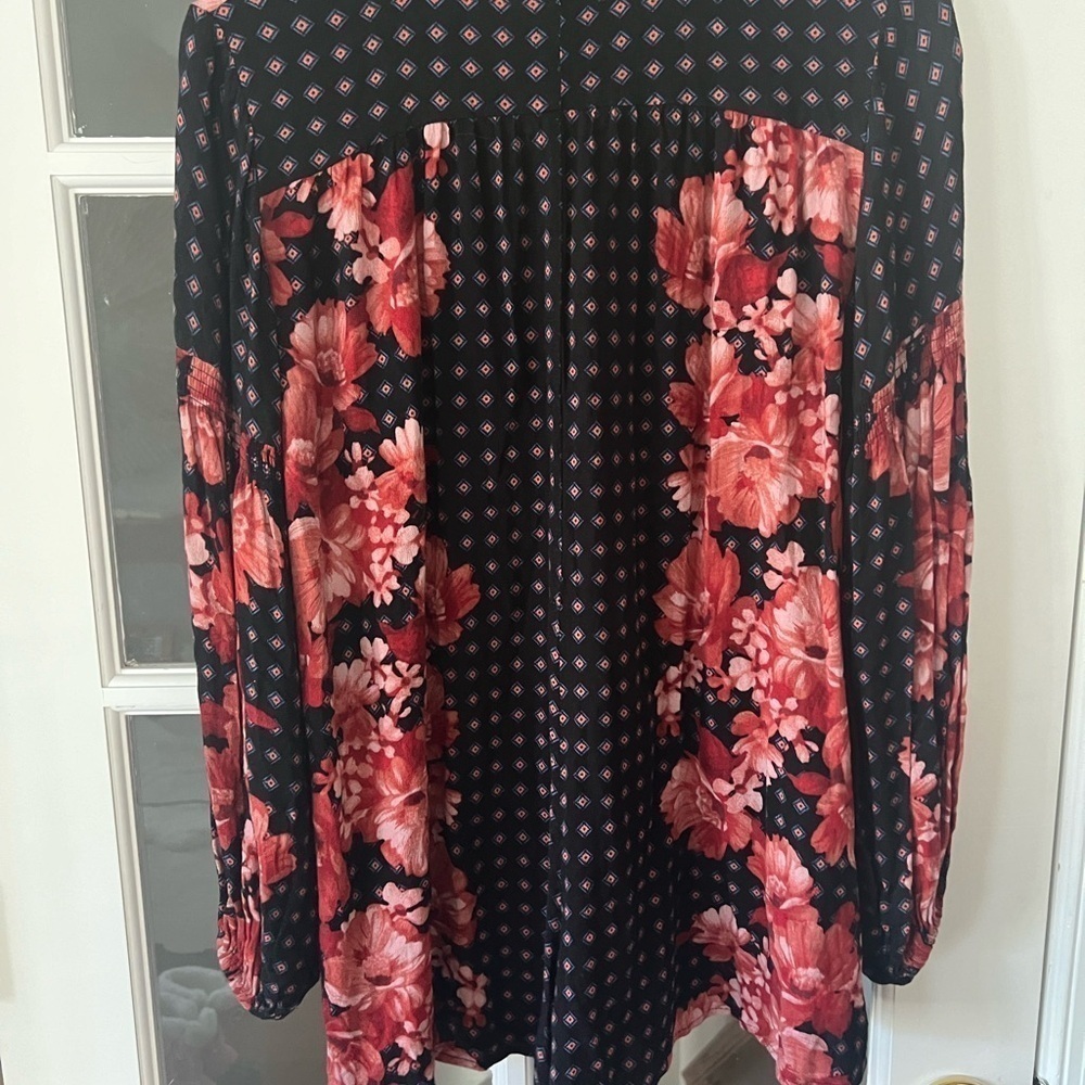 Free People Sunset Boulevard Floral Peasant Romper Oversized Long Sleeve - XS - Picture 8 of 10